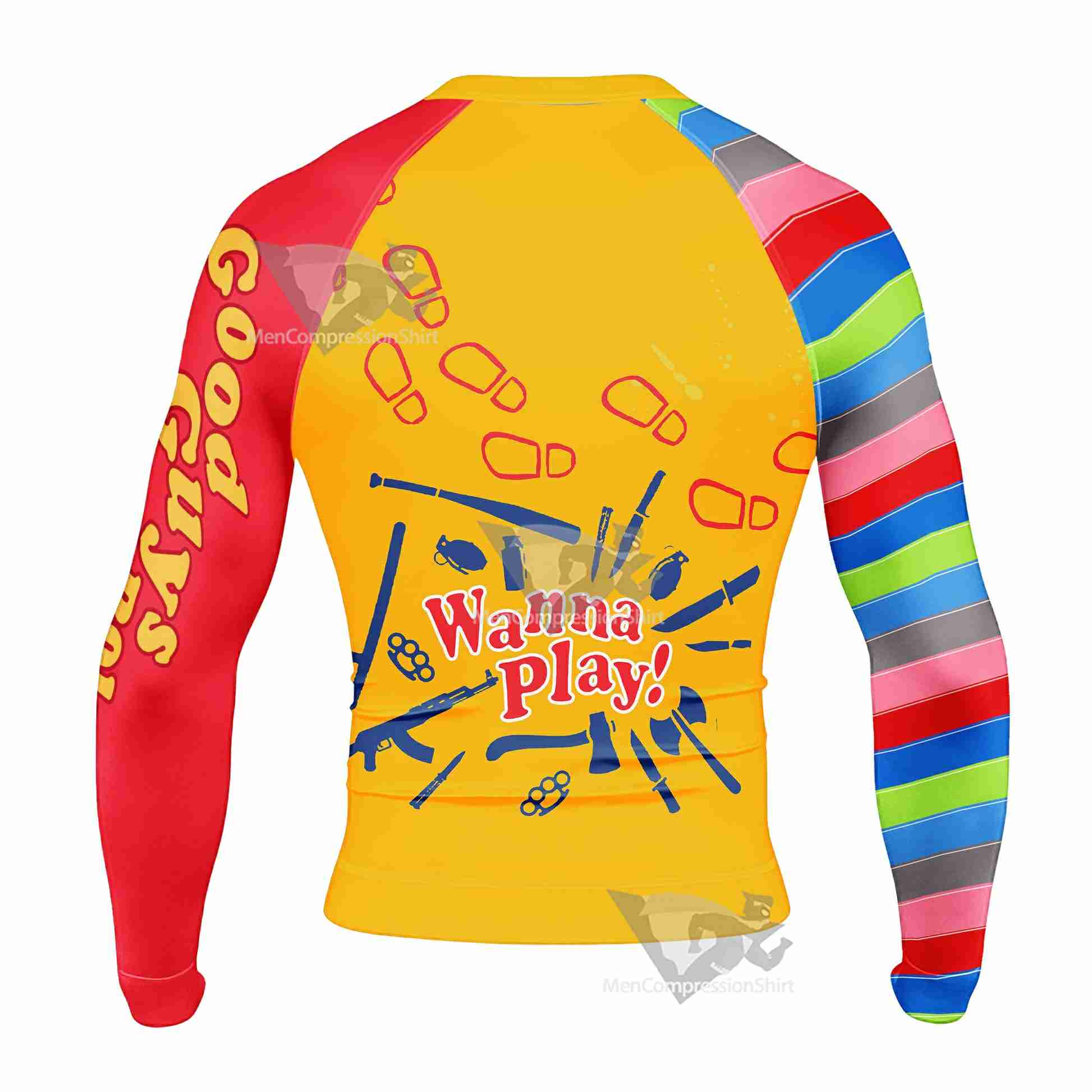 Good Guys Roll Chucky Mens Long Sleeve Rash Guard
