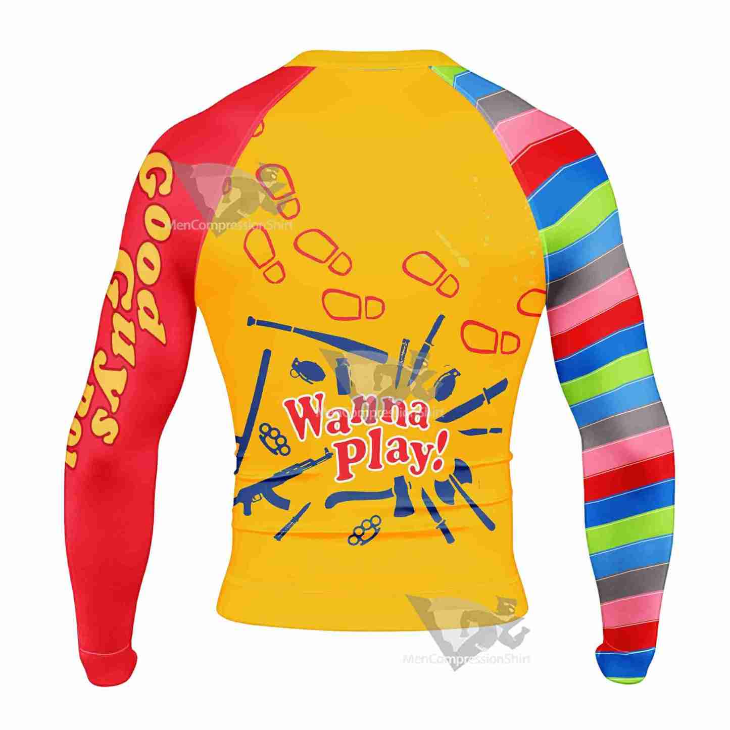 Good Guys Roll Chucky Mens Long Sleeve Rash Guard