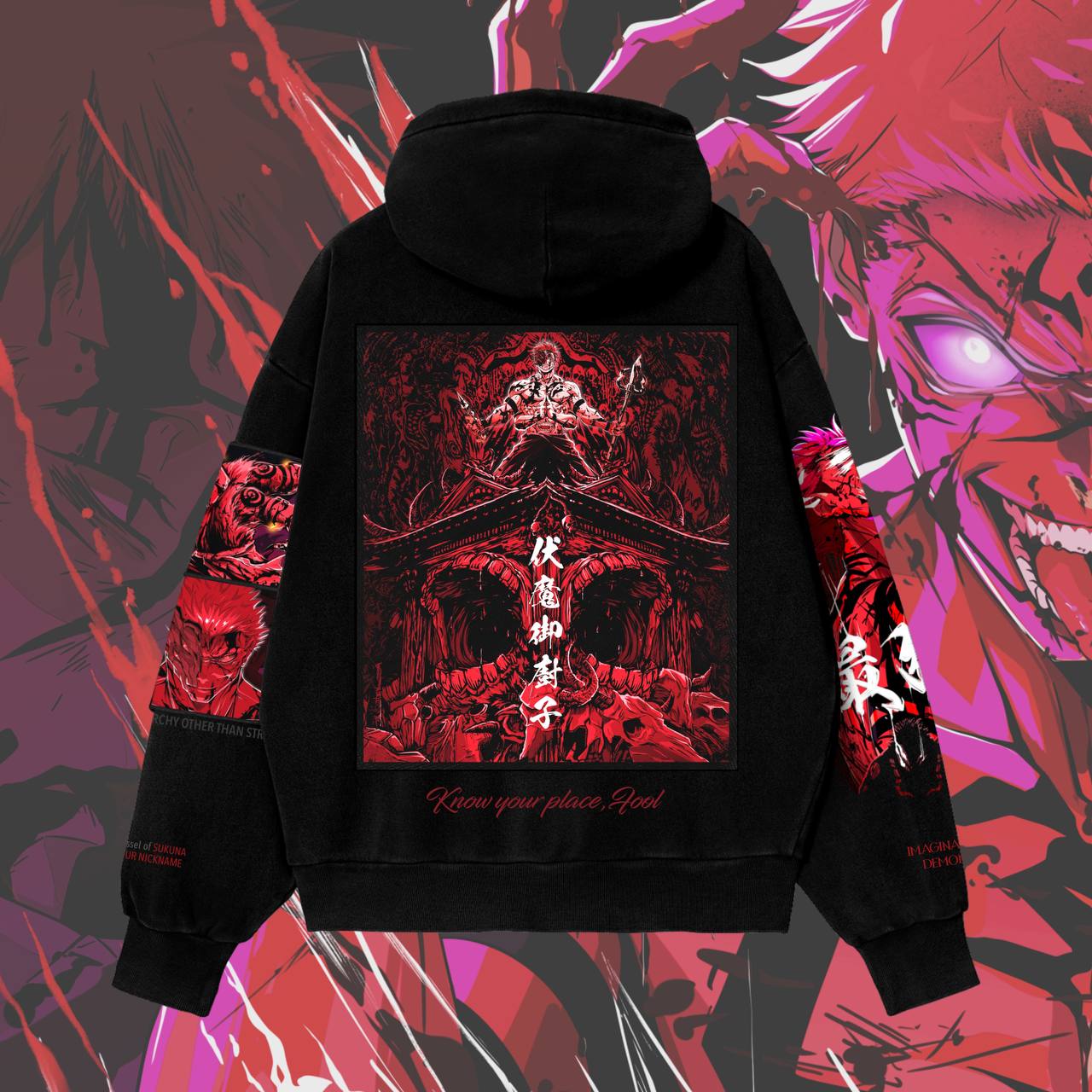 Jujutsu Kaisen King Of Curses Red Zip Up Hoodie Anime Hoodie