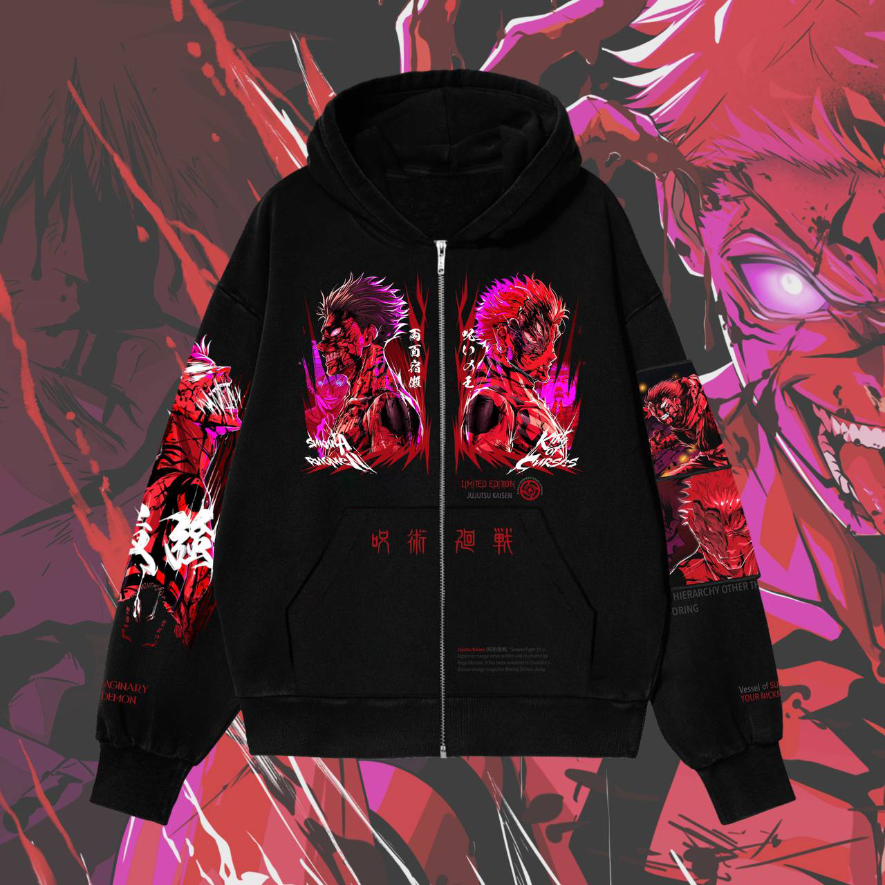 Jujutsu Kaisen King Of Curses Red Zip Up Hoodie Anime Hoodie