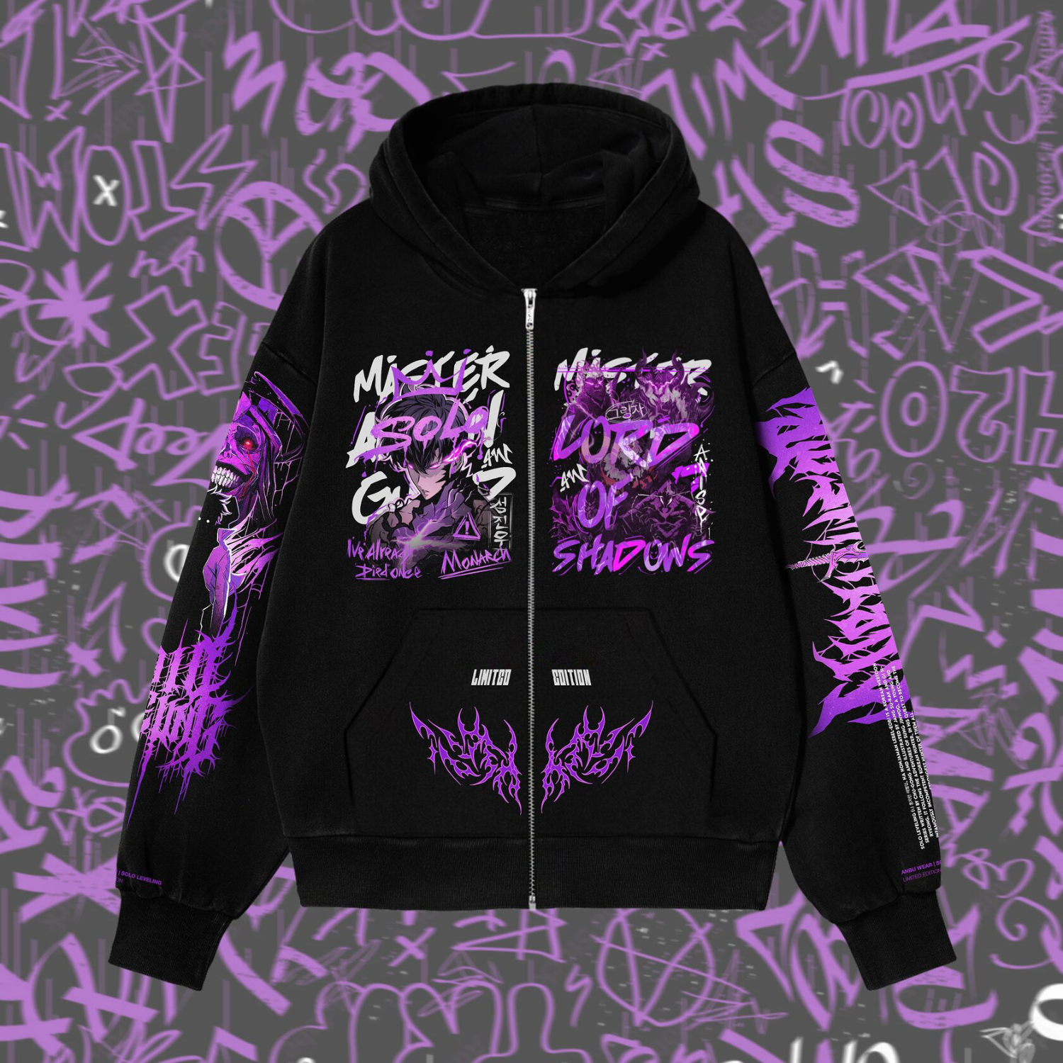 Solo Leveling Sung Jinwoo Anime Unisex Zip Up Hoodie