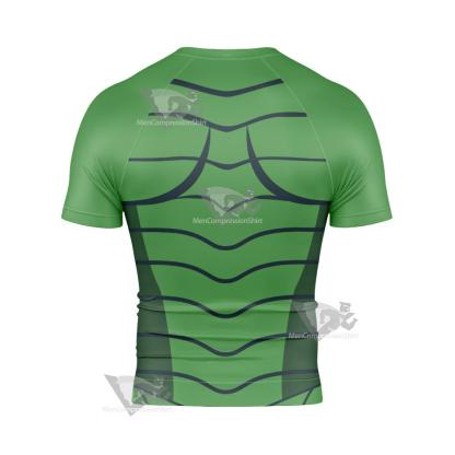 Dc Green Lantern Line Cosplay Short Sleeve Compression Shirt