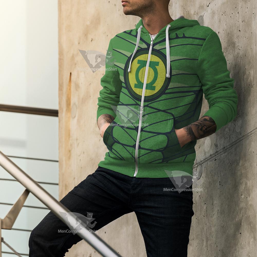Dc Green Lantern Line Cosplay Zip Up Hoodie