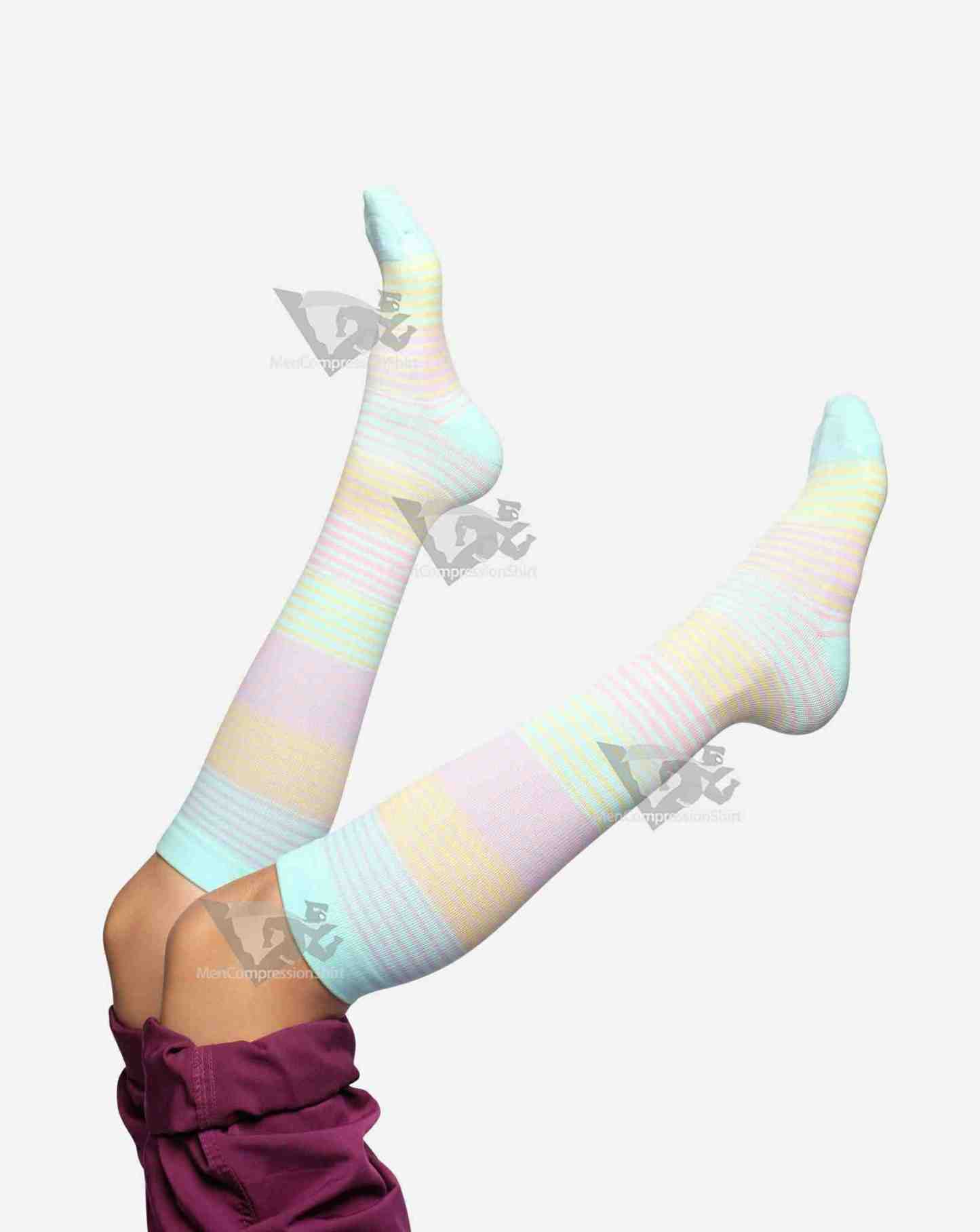 Green Stripes Compression Socks