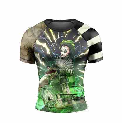 Halloween Beetlejuice Mens Short Sleeve Rash Guard