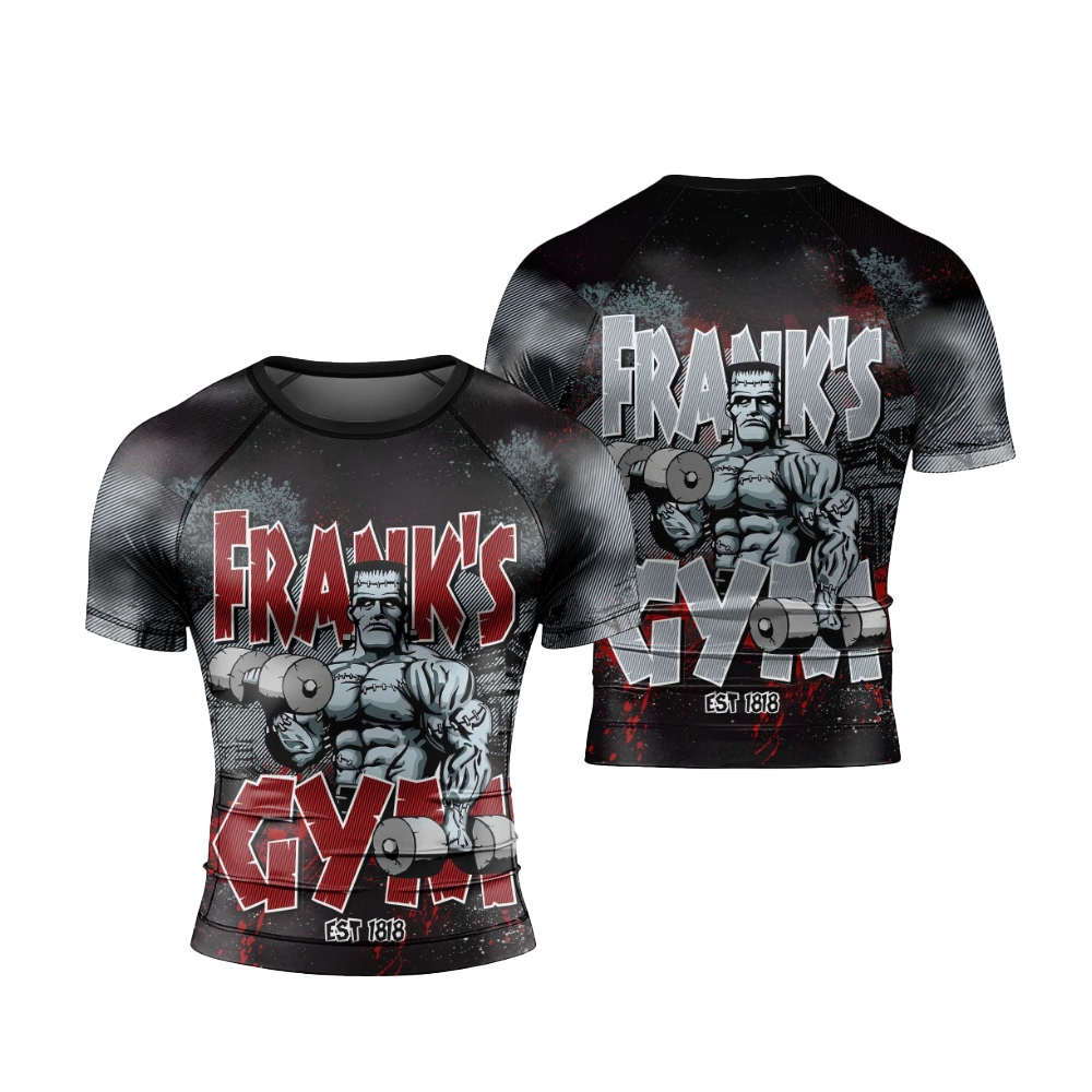 Halloween Frankenstein 1 1988 Gym Men Short Sleeve Compression Shirt