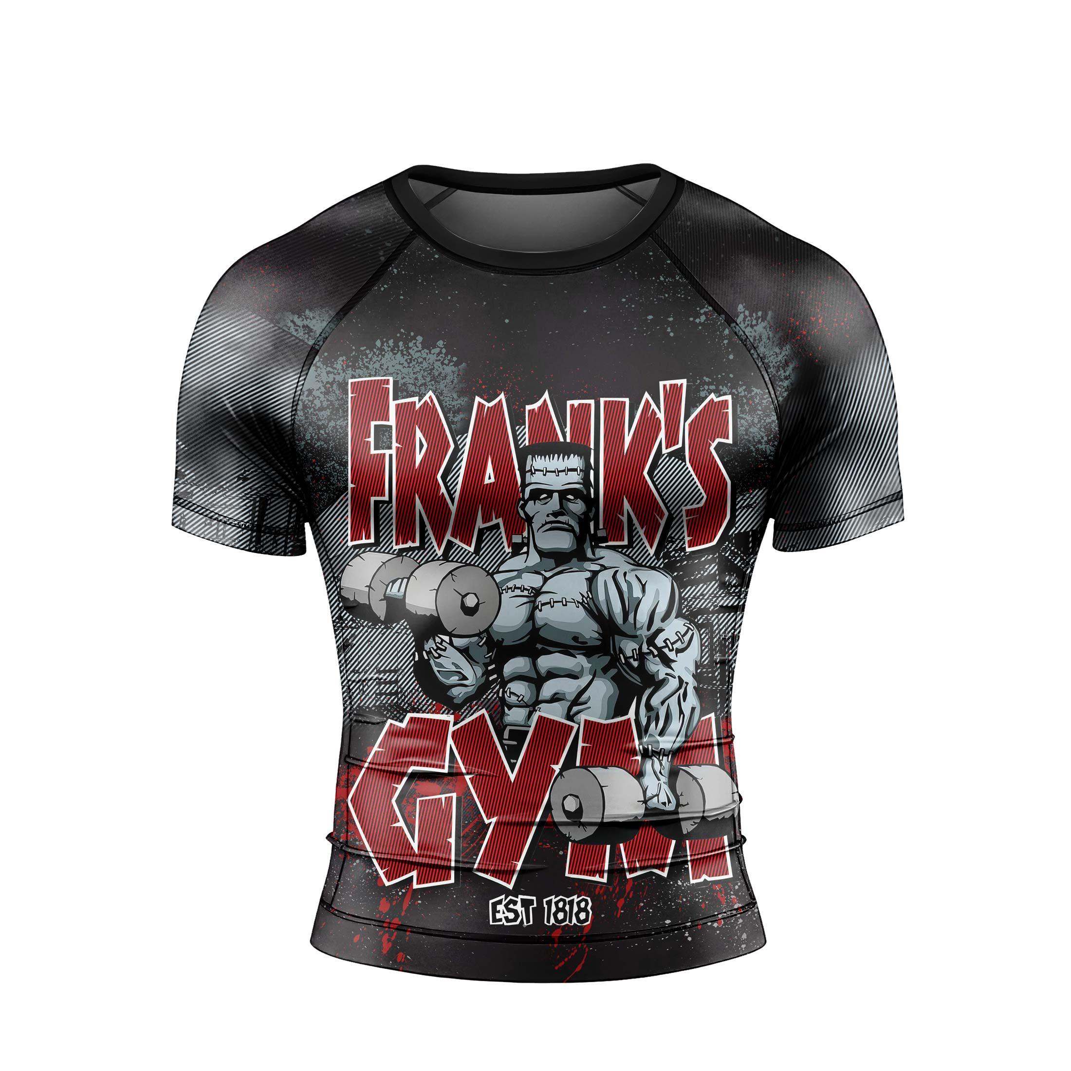 Halloween Frankenstein 1 1988 Gym Men Short Sleeve Compression Shirt