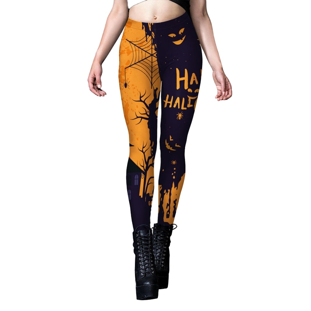 Halloween Pumpkin 3D Printed Women Compression Leggings