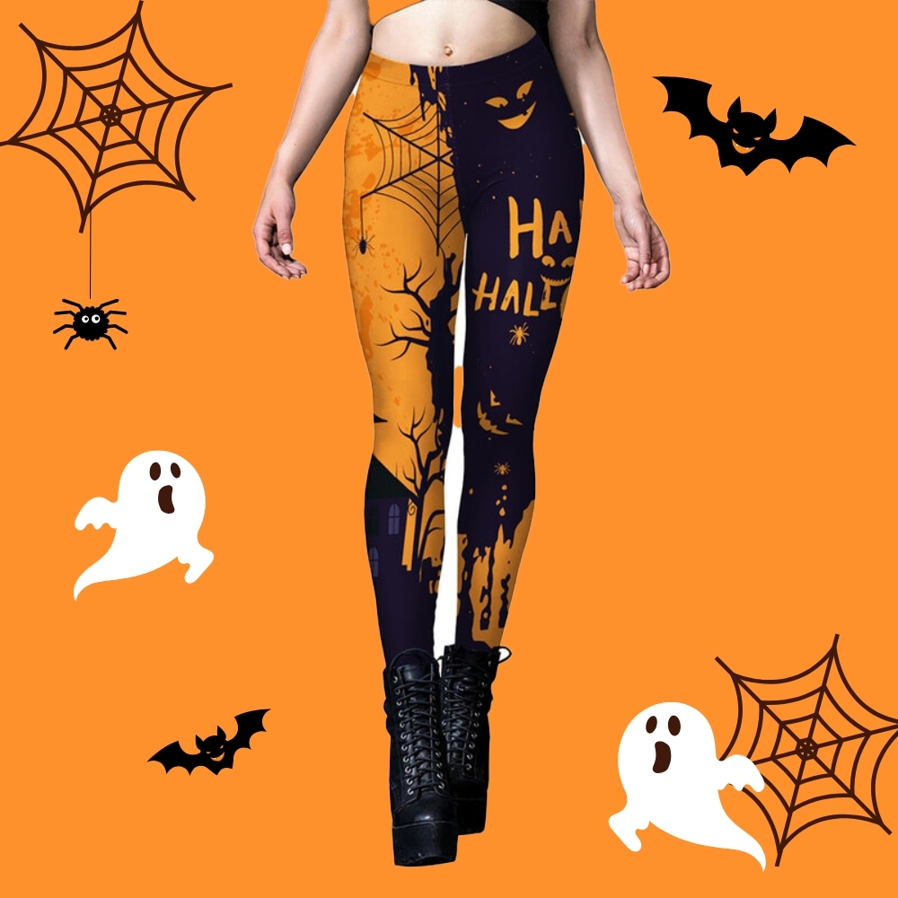 Halloween Pumpkin 3D Printed Women Compression Leggings
