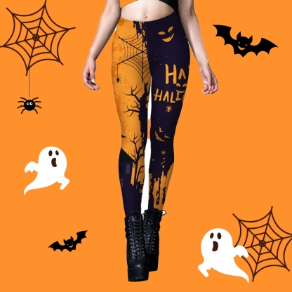 Halloween Pumpkin 3D Printed Women Compression Leggings