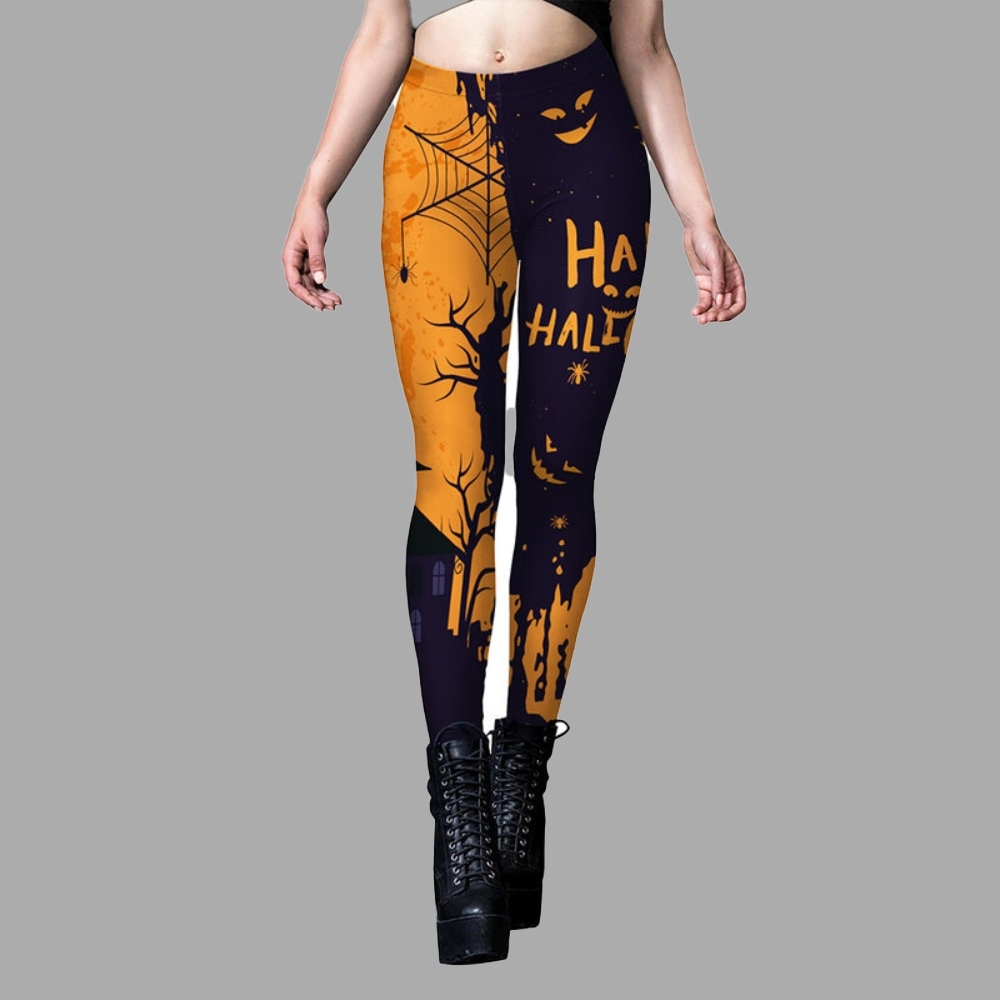 Halloween Pumpkin 3D Printed Women Compression Leggings