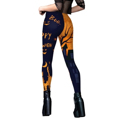 Halloween Pumpkin 3D Printed Women Compression Leggings