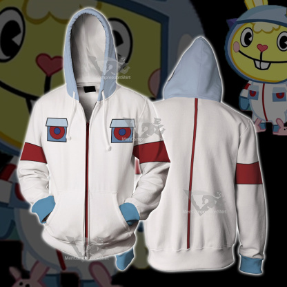 Happy Tree Friends Cuddles White Cosplay Zip Hoodie
