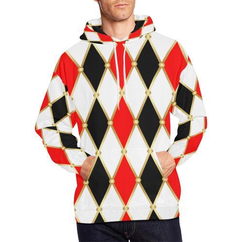 Harlequin Print Pattern Men Full Size Hoodie