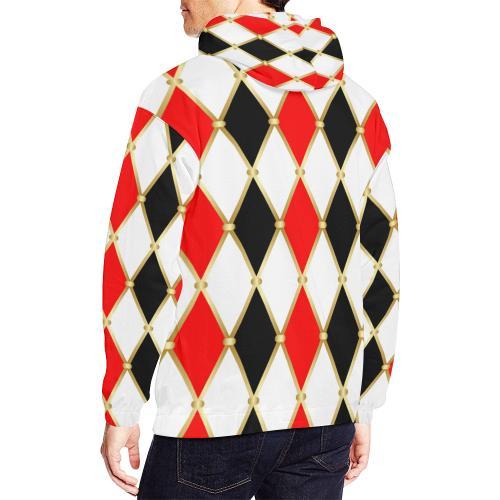 Harlequin Print Pattern Men Full Size Hoodie
