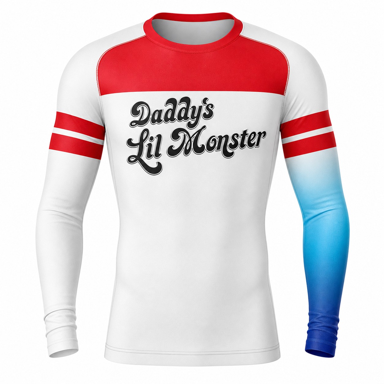 Harley Quinn Suicide Squad Red Blue Long Sleeve Compression Shirt