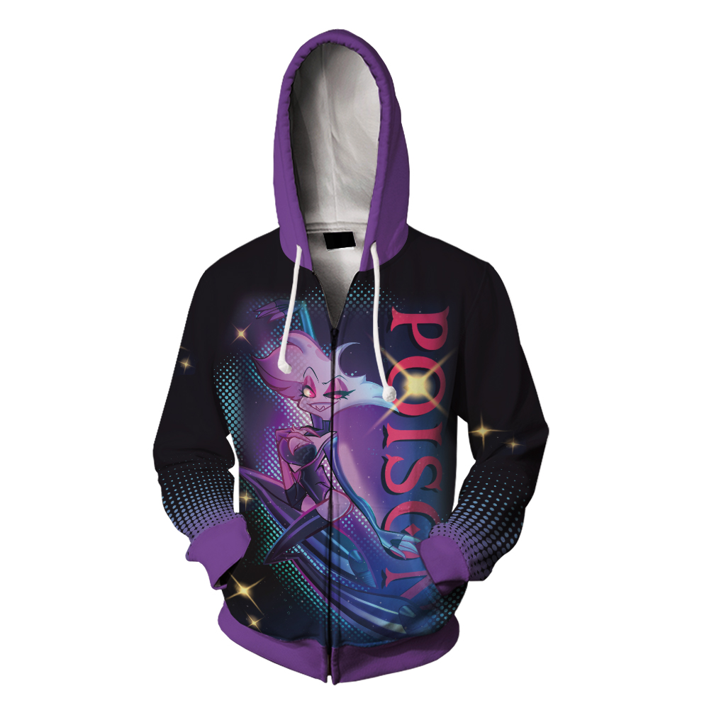 Hazbin Hotel Poison Cosplay Zip Up Hoodie