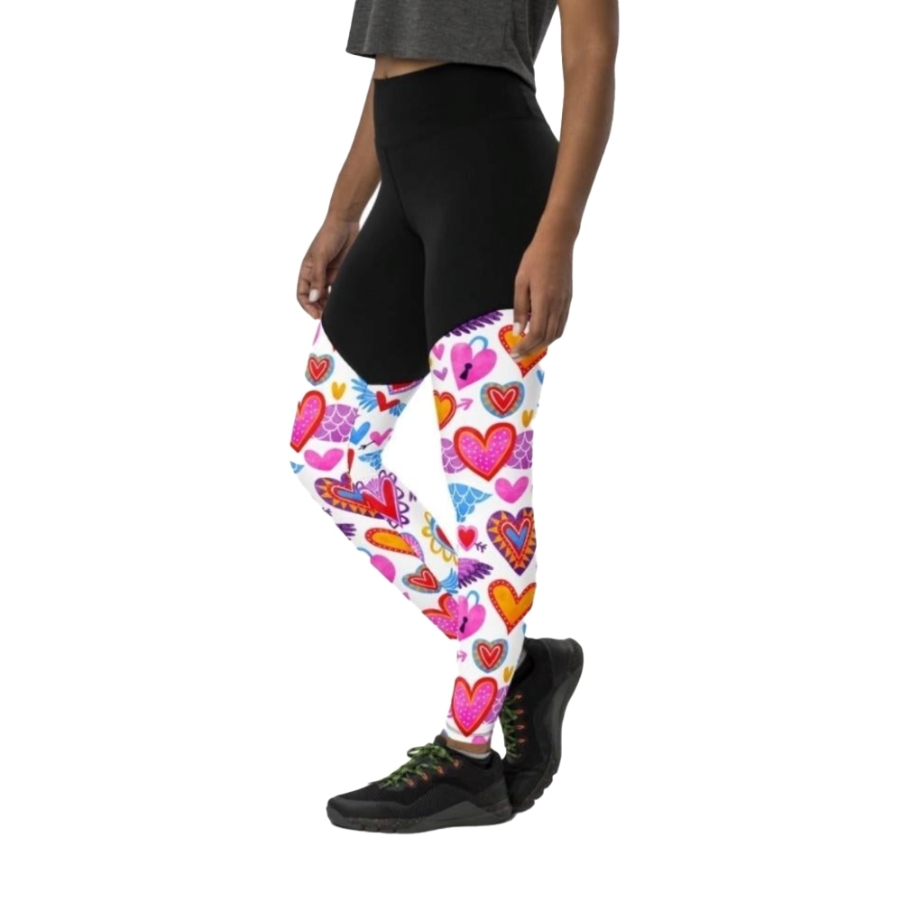 Heart Pattern Women Compression Legging