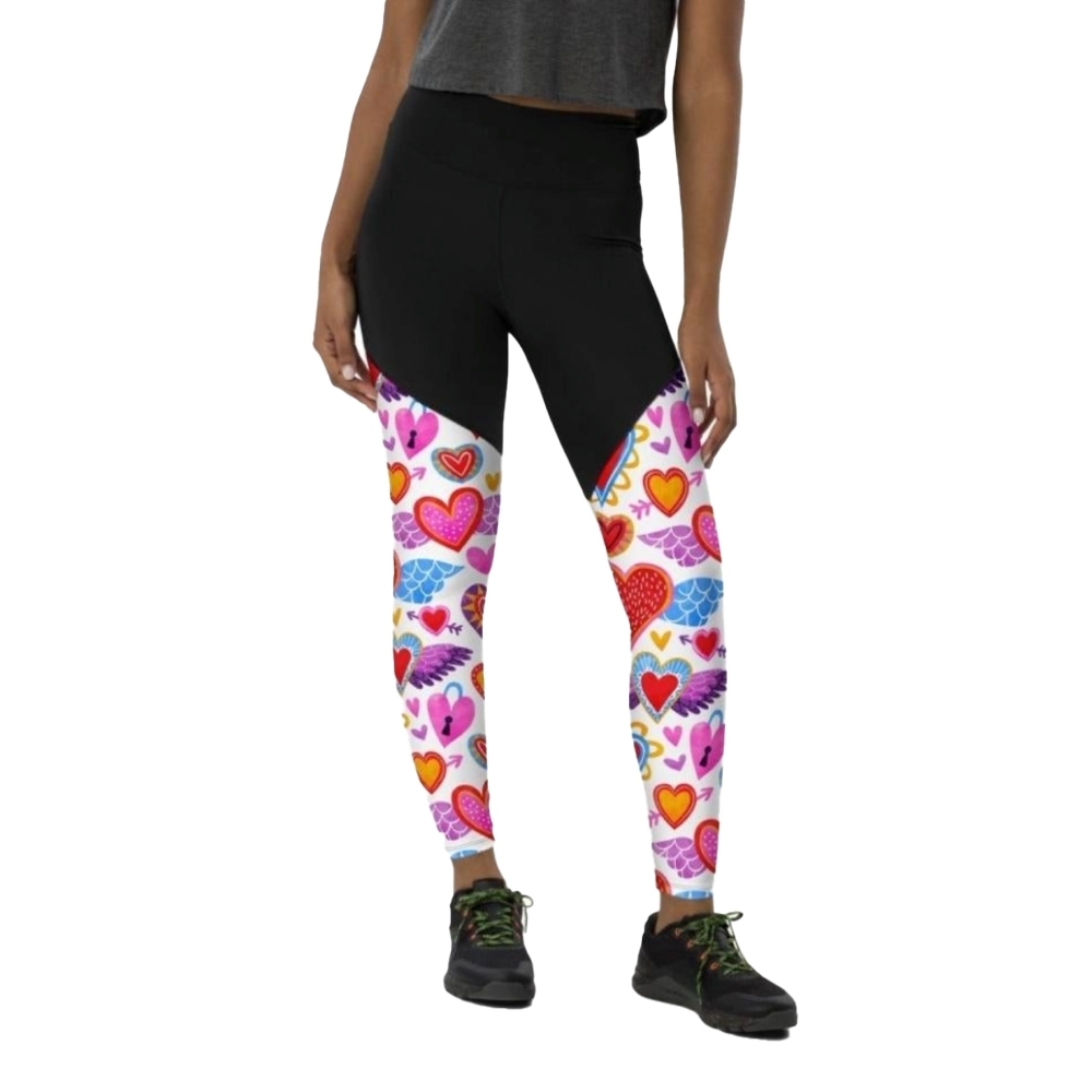 Heart Pattern Women Compression Legging