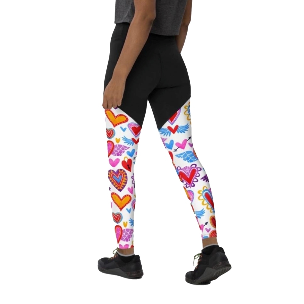 Heart Pattern Women Compression Legging
