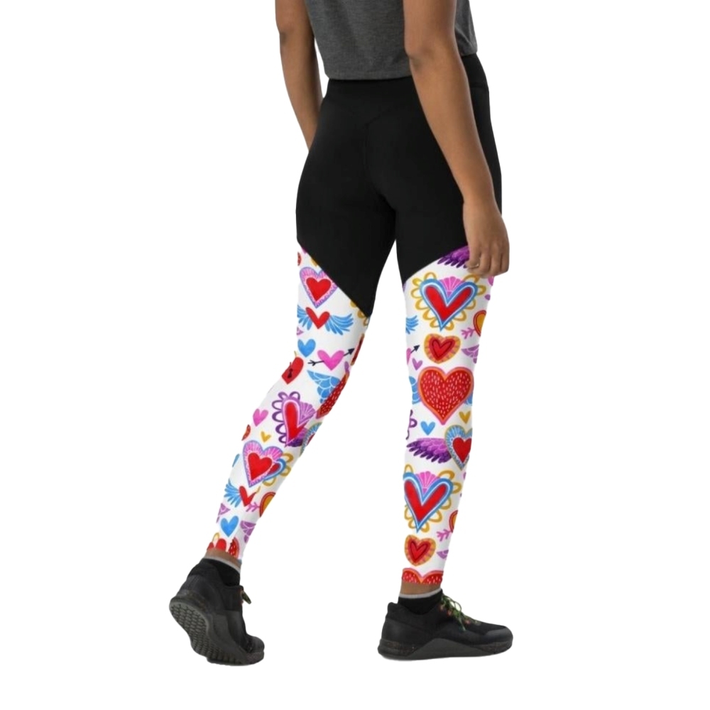 Heart Pattern Women Compression Legging