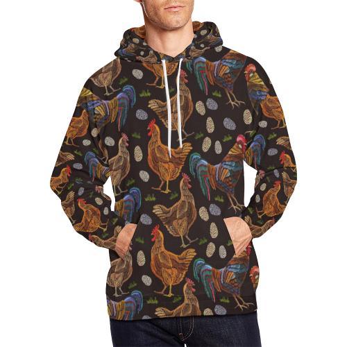 Hen Farm Chicken Eggs Pattern Print Men Full Size Hoodie