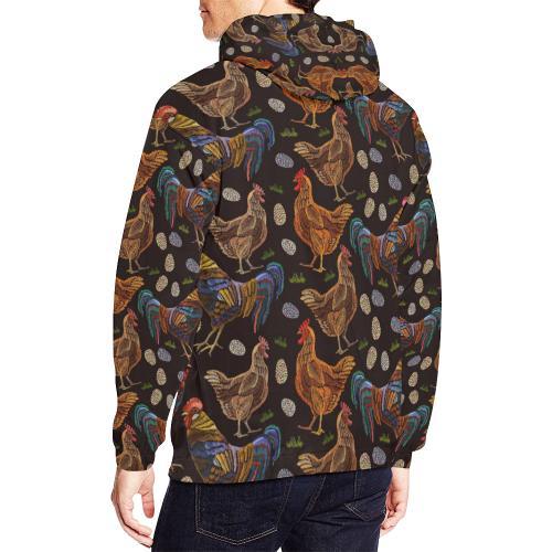 Hen Farm Chicken Eggs Pattern Print Men Full Size Hoodie