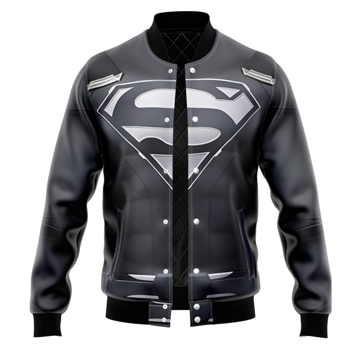 Superman Clark Black Jumpsuit Varsity Jacket