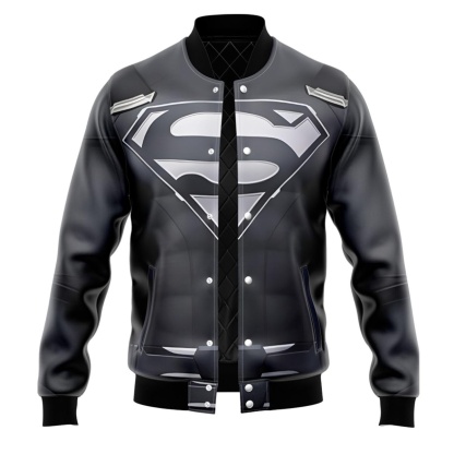 Superman Clark Black Jumpsuit Varsity Jacket