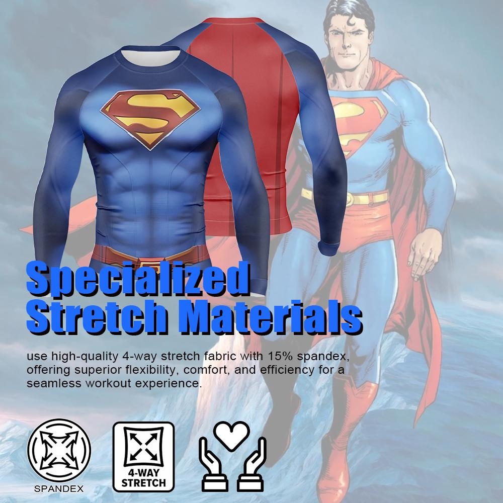 Superman Clark Lois Blue Long Sleeve Compression Shirt