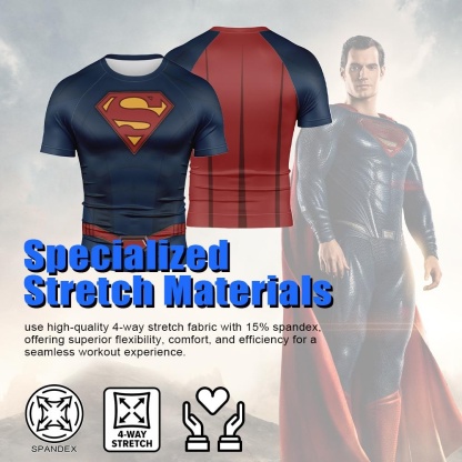 Superman Lois Clark Kent Kal El Short Sleeve Compression Shirt