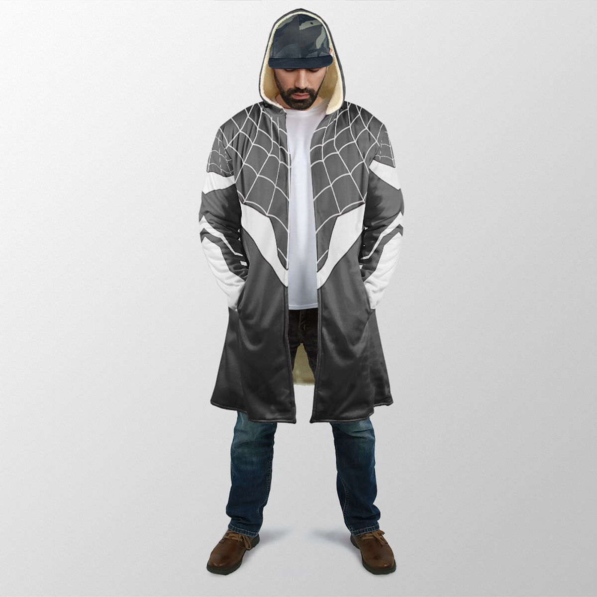Hero Spiderman Grey Suit Design Dream Cloak