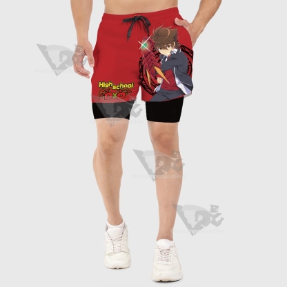High School Issei Hyoudou Red Men Compression Gym Short-MensCompressionShirt