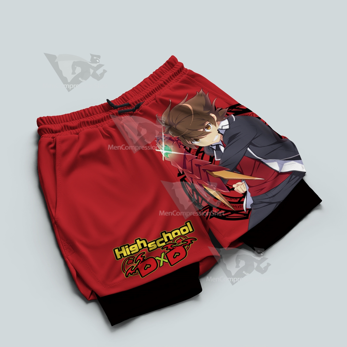 High School Issei Hyoudou Red Men Compression Gym Short-MensCompressionShirt