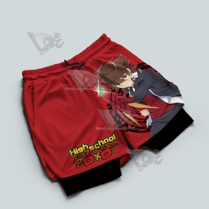 High School Issei Hyoudou Red Men Compression Gym Short-MensCompressionShirt