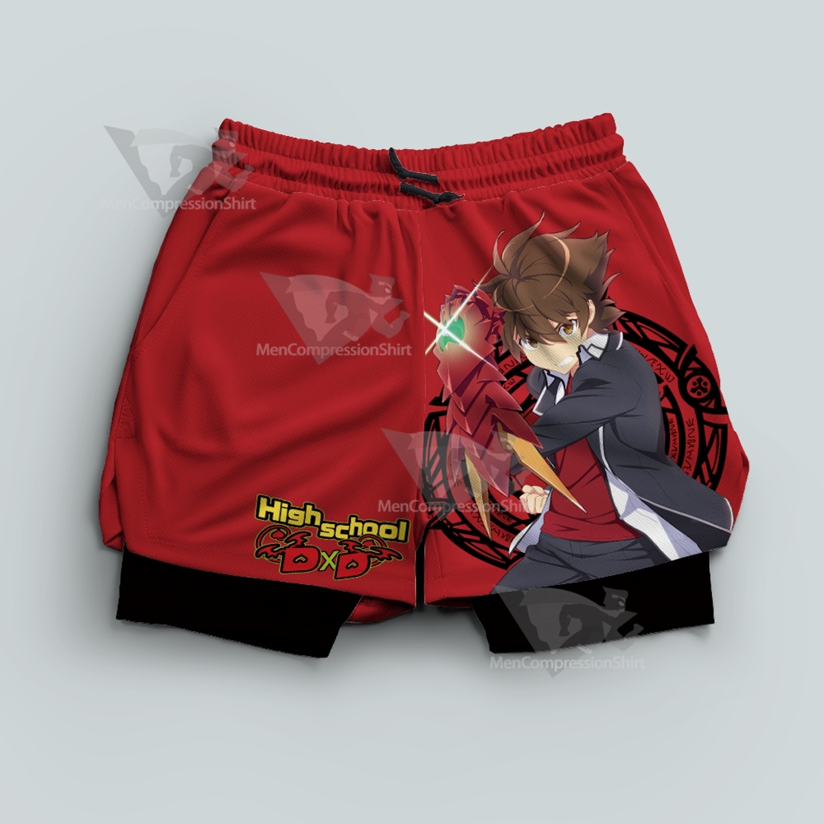 High School Issei Hyoudou Red Men Compression Gym Short-MensCompressionShirt