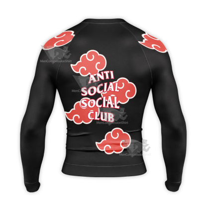 Hokage Dawn Daybreak Anti Social Black Long Sleeve Compression Shirt