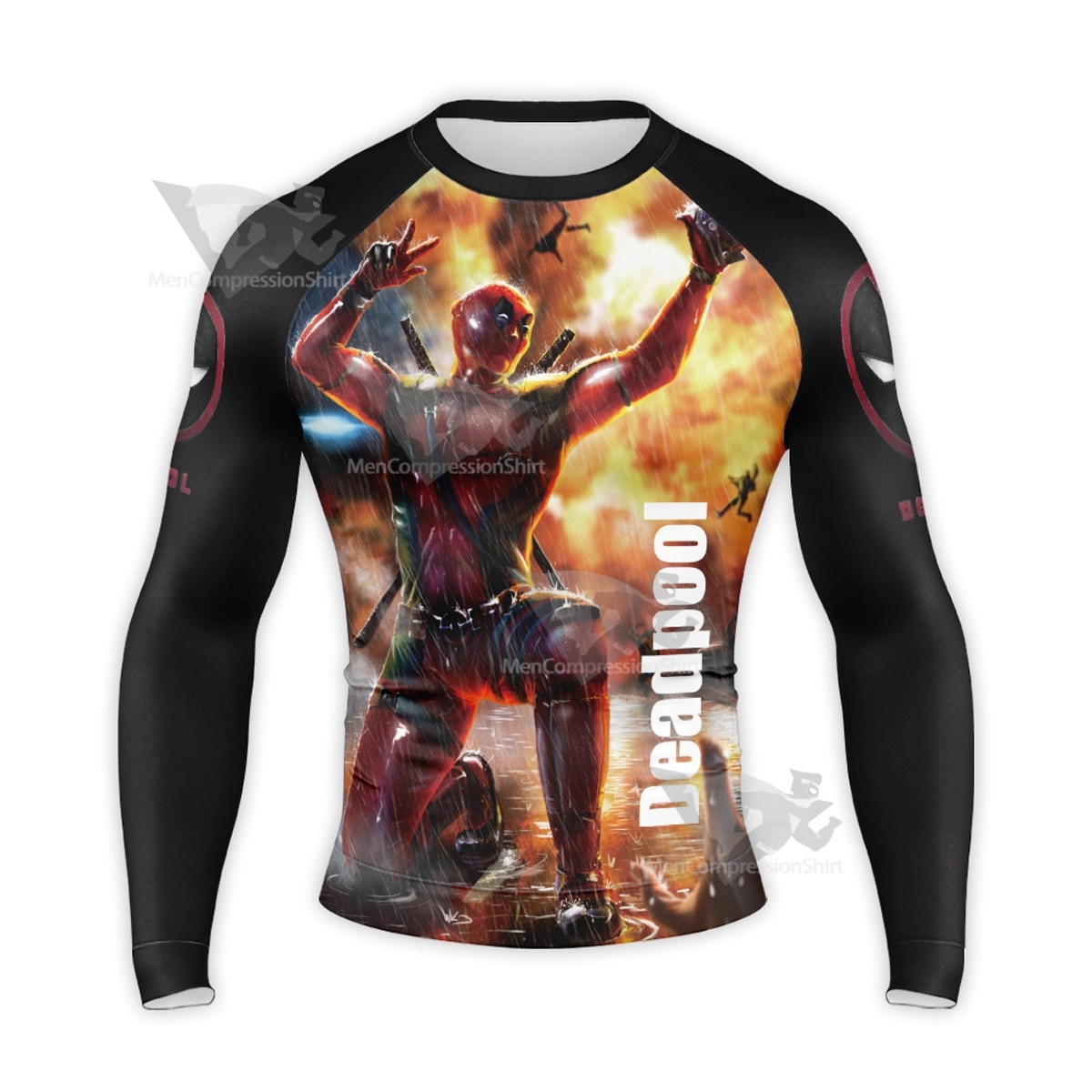 Hyper Deadpool Black Long Sleeve Compression Shirt