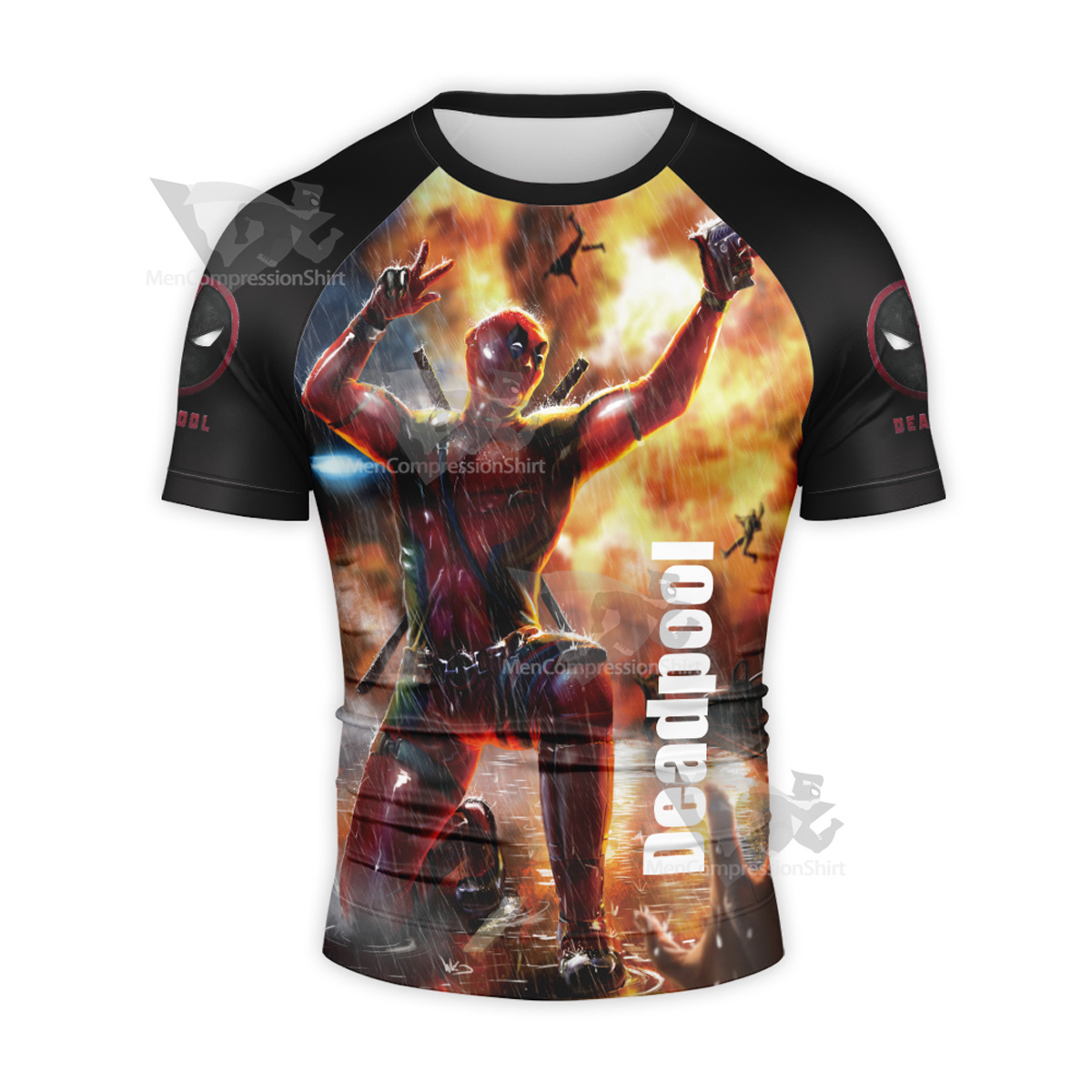 Hyper Deadpool Black Short Sleeve Compression Shirt