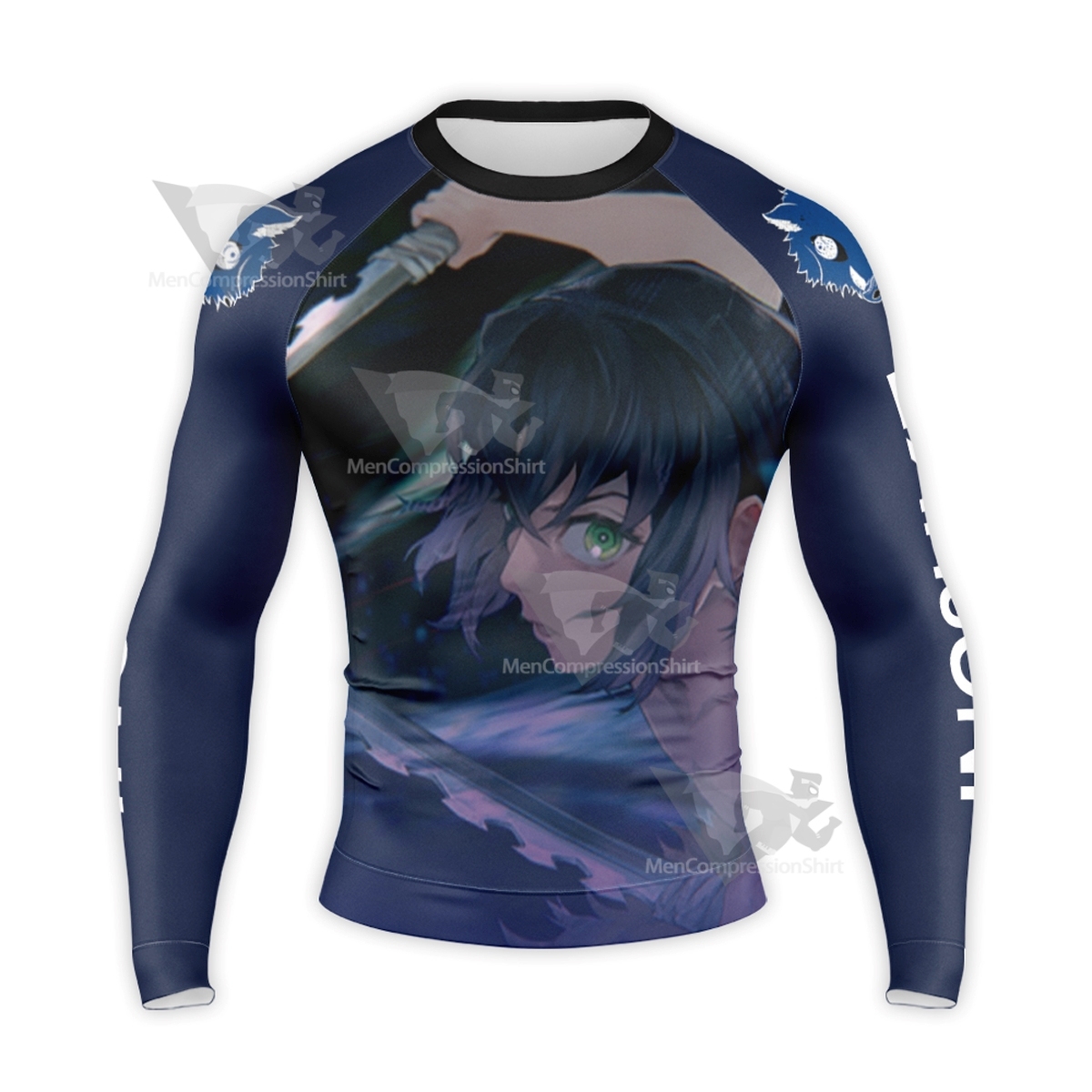 Inosuke Hashibira Anime Black Long Sleeve Compression Shirt