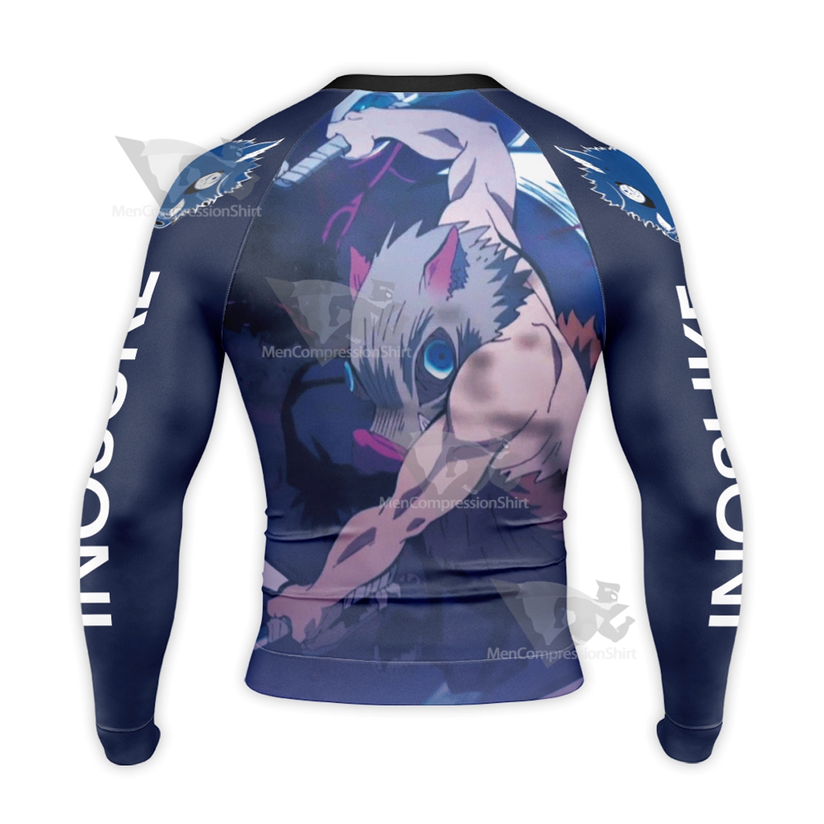 Inosuke Hashibira Anime Black Long Sleeve Compression Shirt
