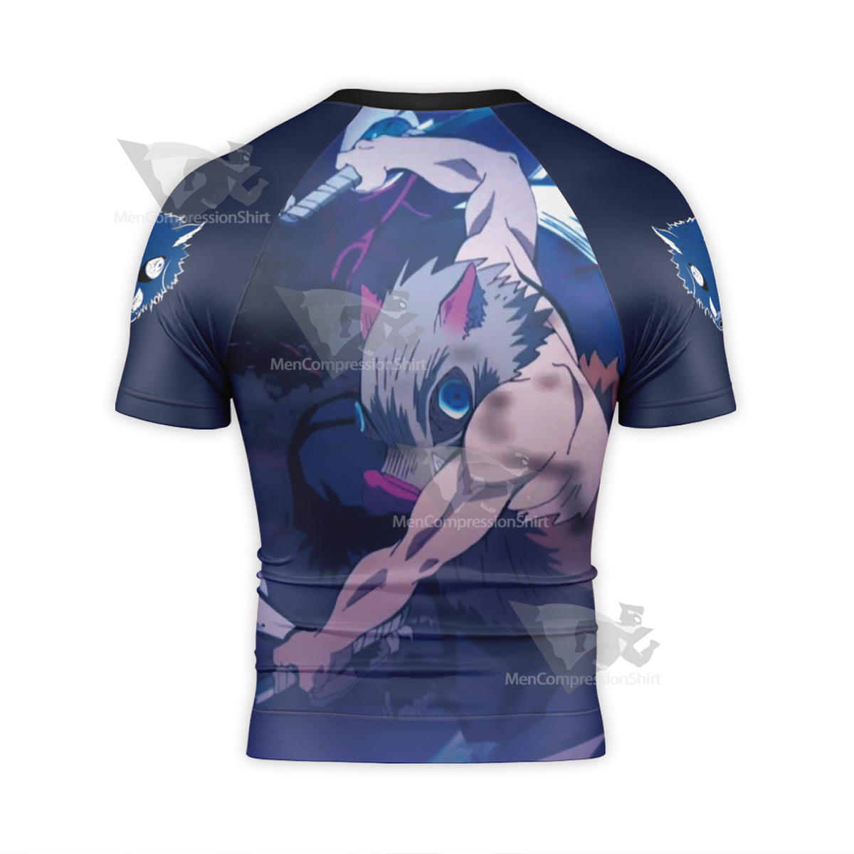 Inosuke Hashibira Anime Black Short Sleeve Compression Shirt