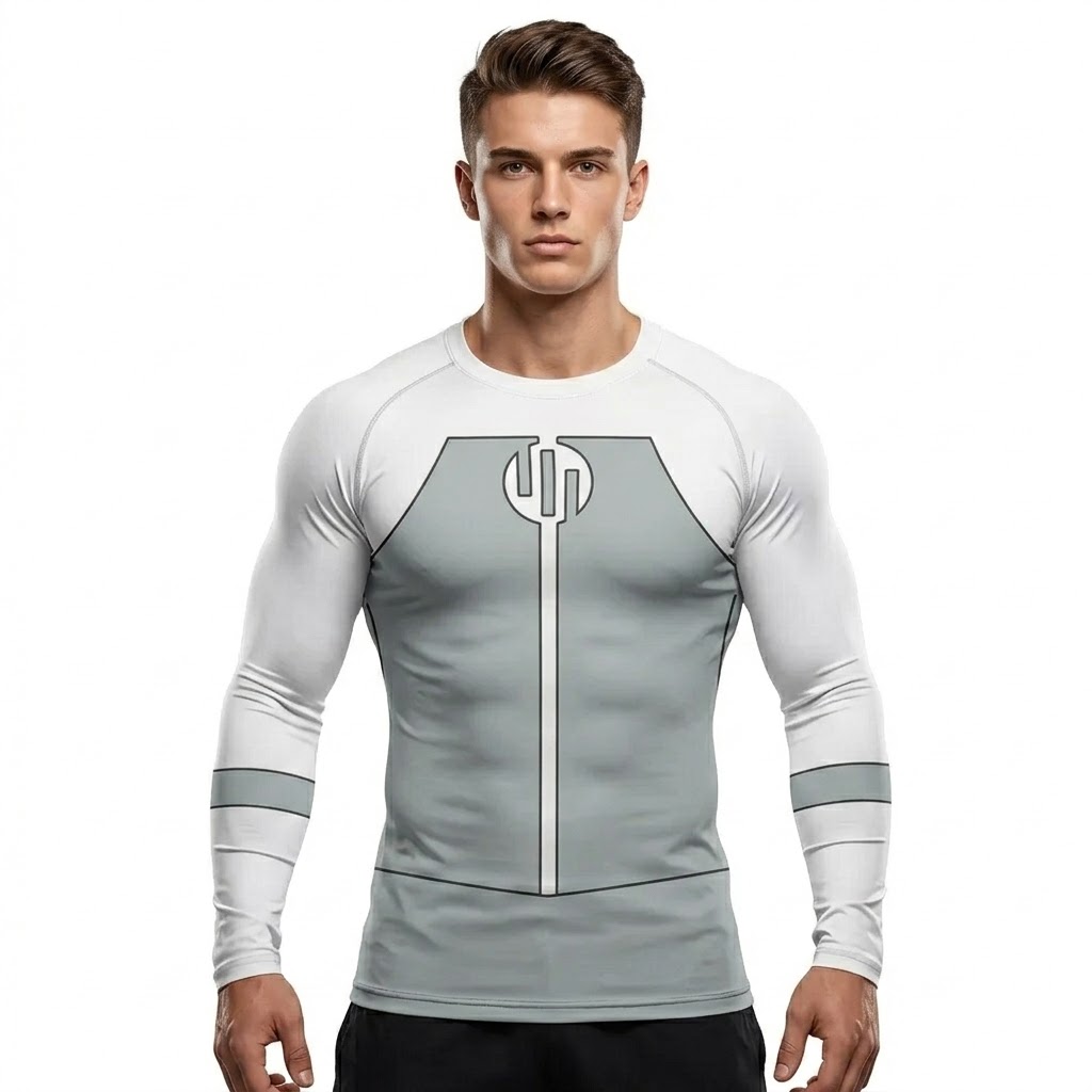 Invincible Viltrumite V2 Gray White Long Sleeve Compression Shirt