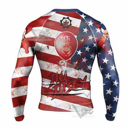 It Pennywise America Flag Horror Mens Long Sleeve Rash Guard