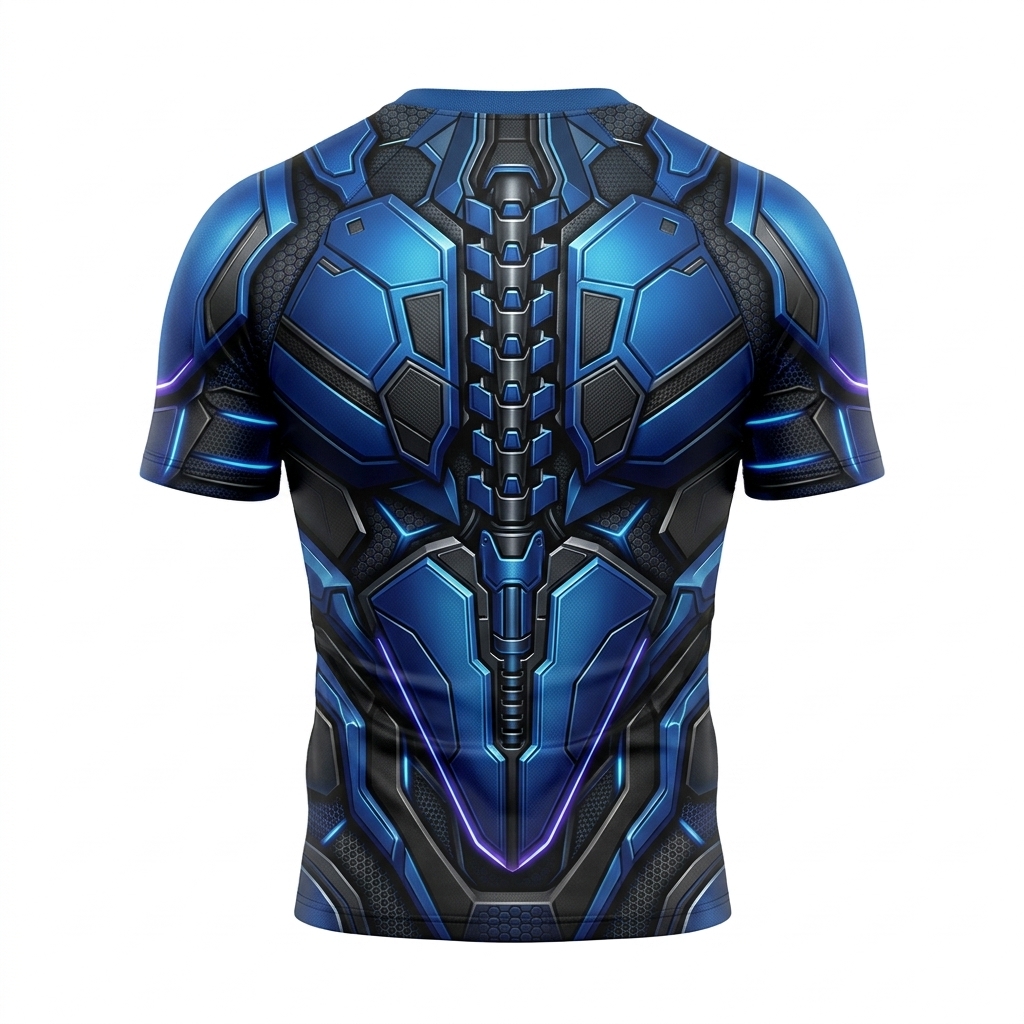 Jaime Reyes Blue Beetle Superhero Apex Pulse Structured Blocks Black Navy Short Sleeve Compression Shirt