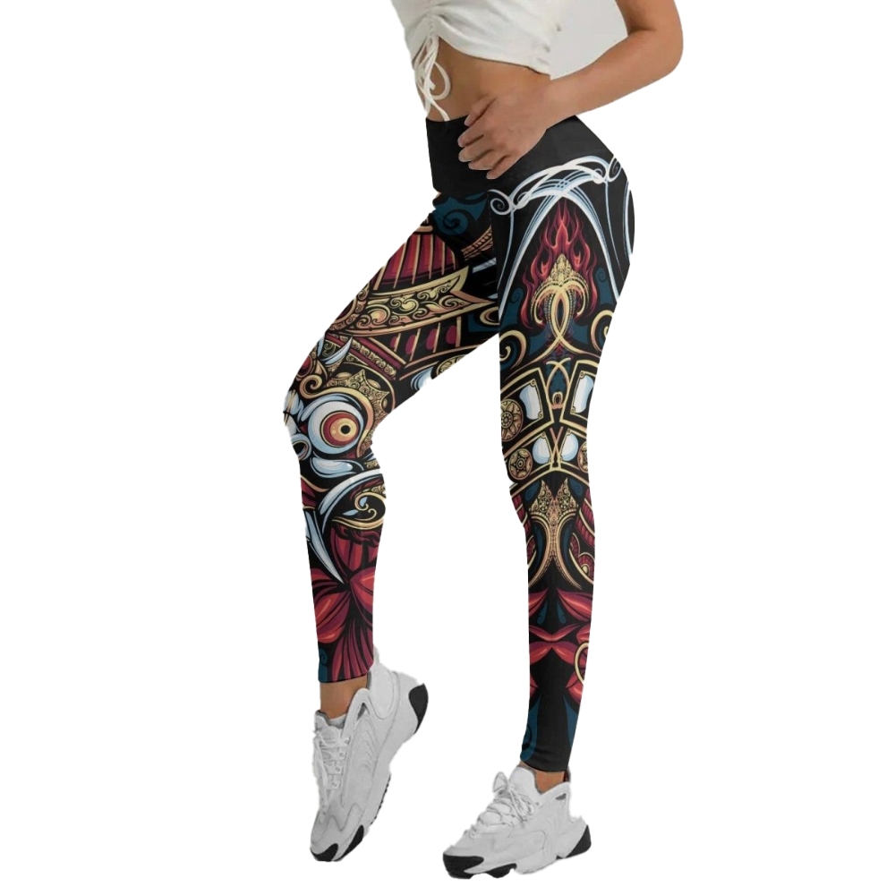 Japanese Weird Samurai Helmet Women Compression Legging