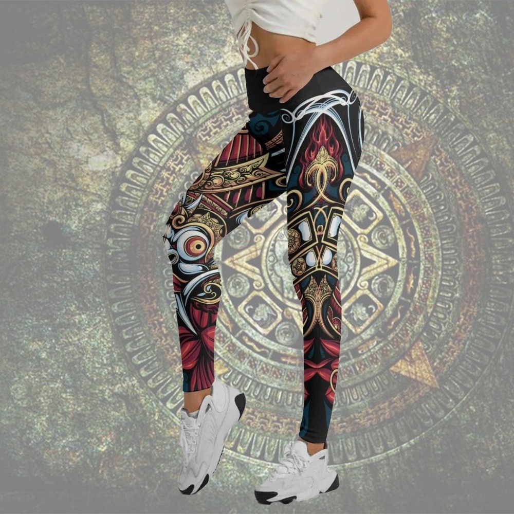 Japanese Weird Samurai Helmet Women Compression Legging