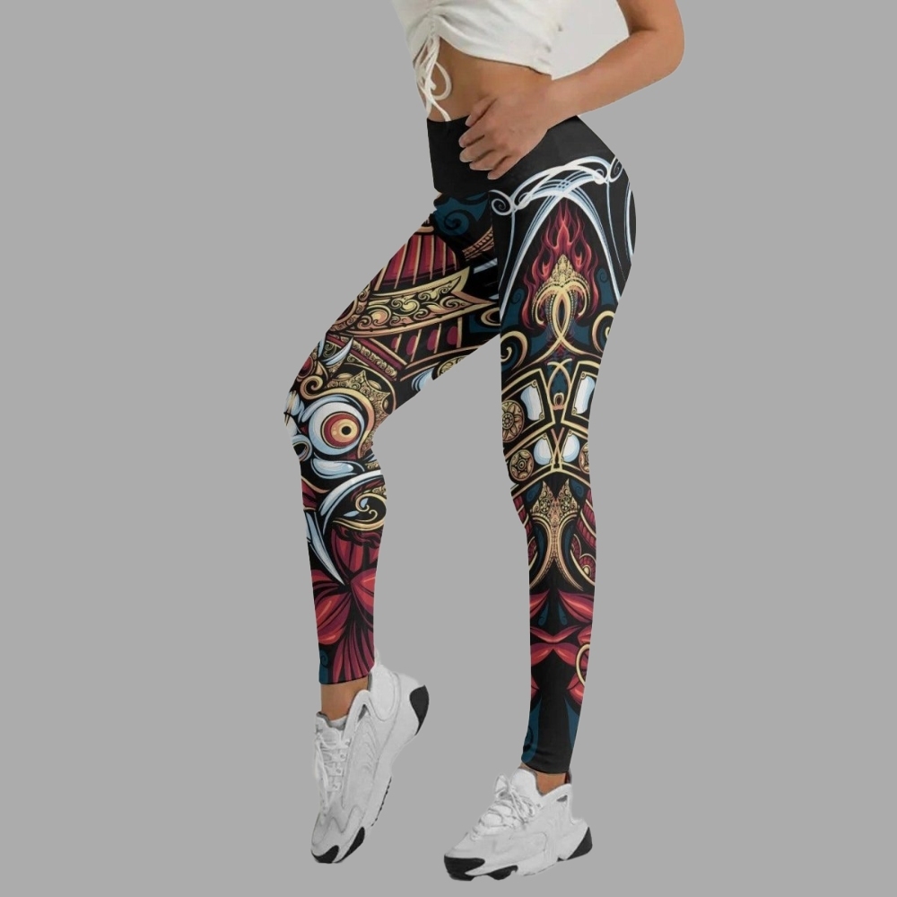 Japanese Weird Samurai Helmet Women Compression Legging