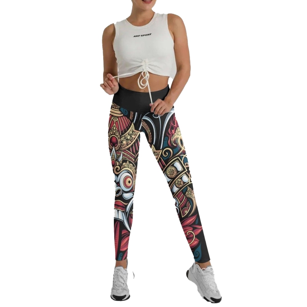 Japanese Weird Samurai Helmet Women Compression Legging