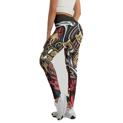 Japanese Weird Samurai Helmet Women Compression Legging